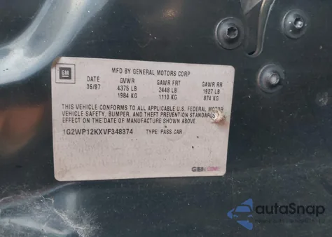 1997 Pontiac Grand Prix Gt from USA, damaged, VIN 1G2WP12KXVF348374